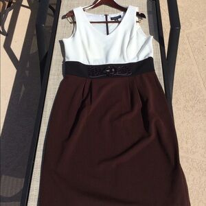 Brown,Cream and Black dress Sz14